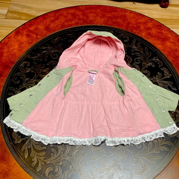 Nannette Kids 100% Cotton Girls Green & Pink Button Front Snaps Jacket Size 2T - Picture 7 of 7
